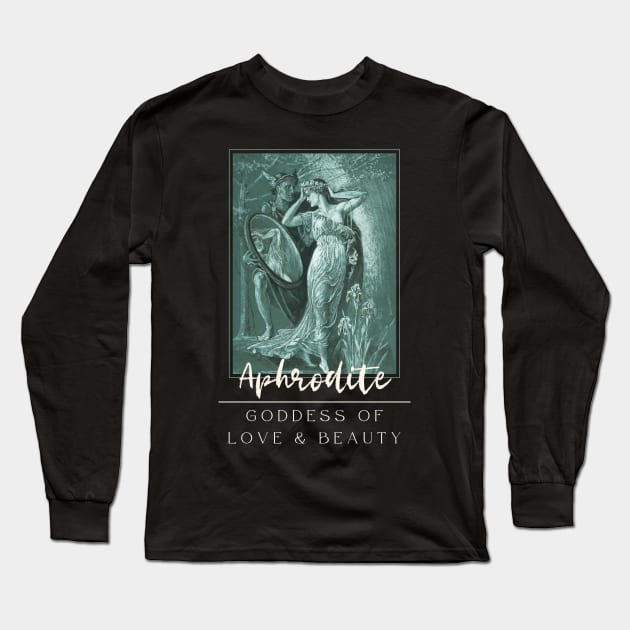 Goddess Aphrodite Long Sleeve T-Shirt by Golden Eagle Design Studio